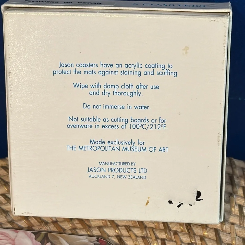 Vintage New In Box The Metropolitan Museum Of Art Jason Coaster Set Of 6 Peonies